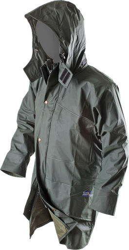 Parka SealFlex. Protección superior contra las inclemencias del tiempo. La Parka SealFlex es impermeable y cortavientos. Material ligero, transpirable y cómodo de alta calidad fabricado en la UE. Abrigo con dos bolsillos exteriores y bolsillos interiores con cremallera en el pecho. Capucha de protección contra tormentas para el rostro. Ropa exterior ideal para actividades como construcción, agricultura o actividades recreativas como caza, pesca, senderismo o camping.